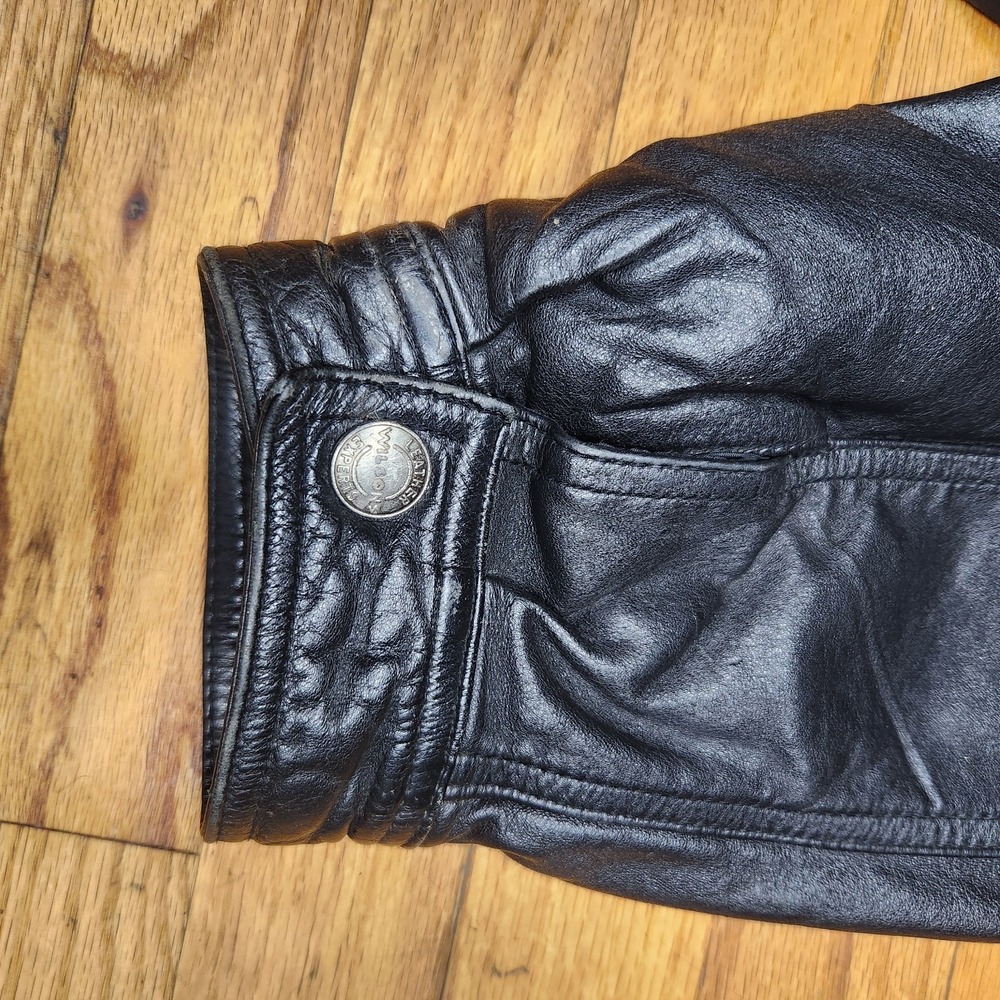 Vintage Wilson's Leather Bomber Jacket Men's XL Black Mock Neck Motorcycle - Picture 9 of 16